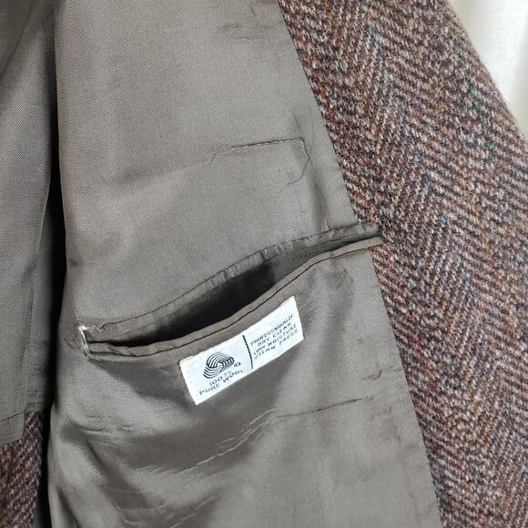 Vintage Signature Series Herringbone Tweed Wool Blazer Sport Coat Jacket Mens 40 - Picture 8 of 11